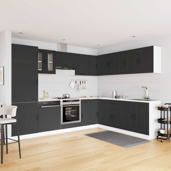 vidaXL 14-daļīgs virtuves skapītis komplekts, Kalmar, melns