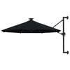 vidaXL saulessargs ar metāla kātu un LED, melns, 300 cm
