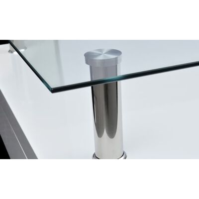vidaXL kafijas galdiņš ar stikla virsmu, balts