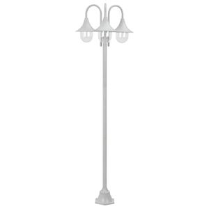 vidaXL dārza laterna, 220 cm, E27, 3 lampas, alumīnijs, balts