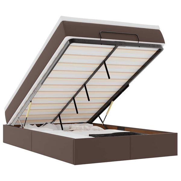 vidaXL Osmaņu gultas rāmis ar matrača brūns 120x200cm mākslīgā āda