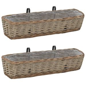 vidaXL balkona puķu kastes, 2 gab., pinums ar PE oderi, 80 cm