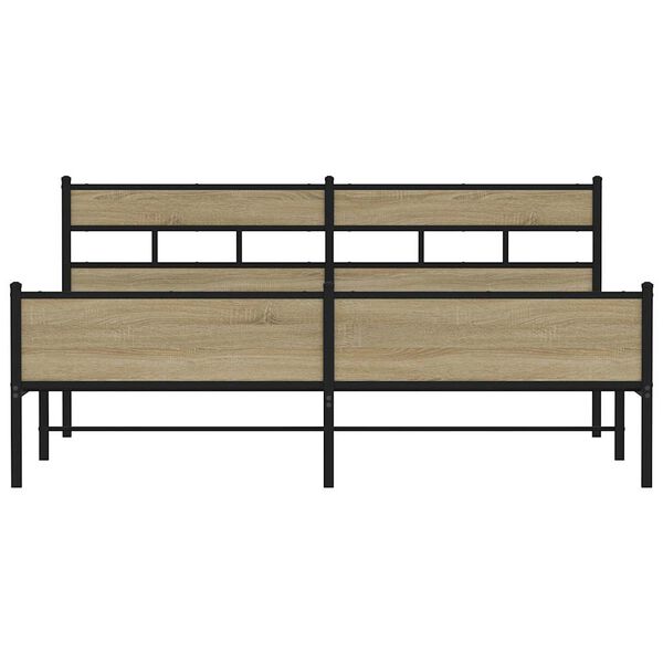vidaXL gultas rāmis bez matrača, metāls, 180x200cm, ozolkoka imitācija