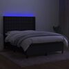 vidaXL atsperu gulta ar matraci, LED, melns audums, 140x190 cm