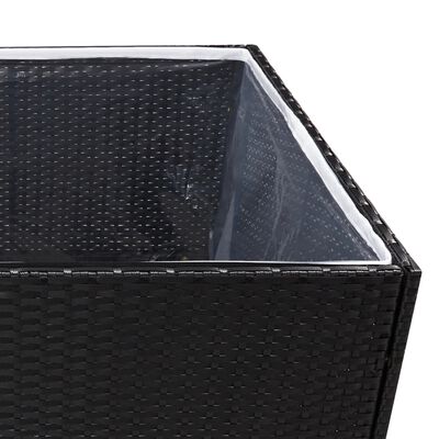 vidaXL dārza puķu kaste, 157x80x80 cm, melna polietilēna rotangpalma