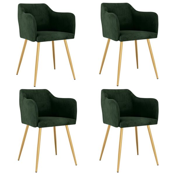 vidaXL virtuves krēsli, 4 gab., tum&scaron;i zaļ&scaron; samts