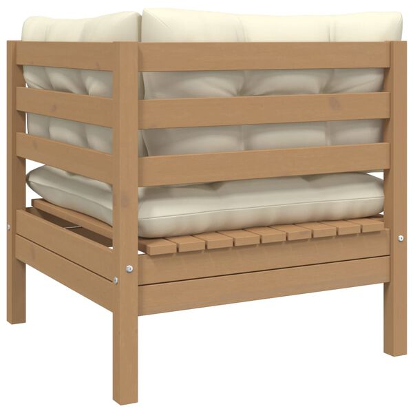 vidaXL 3-daļīgs dārza mēbeļu komplekts ar krēmkrāsas matračiem, priede