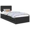 vidaXL Gultas rāmis ar atvilktni Melns 75 x 190 cm Inženierijas koks