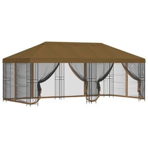 vidaXL Paviljons ar sānu sienām 6 x 3 m Pelēkbrūna