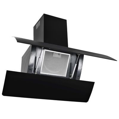 vidaXL tvaika nosūcējs, nerūsējošs tērauds, 756 m³/h, 90 cm, melns