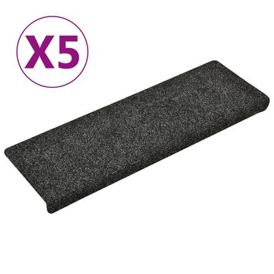 vidaXL kāpņu paklāji, 5 gab., 65x25 cm, pelēki