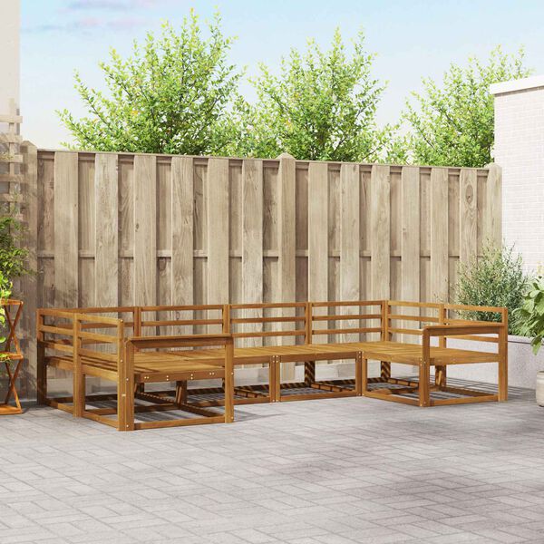 vidaXL Āra dīvānu komplekts 6 pcs Dabiska Cietā akācijas koks