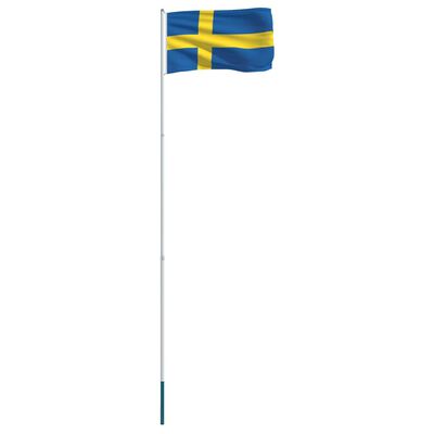 vidaXL Zviedrijas karogs un karoga masts, alumīnijs, 4 m