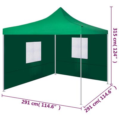 vidaXL saliekama telts ar 2 sienām, 3x3 m, zaļa