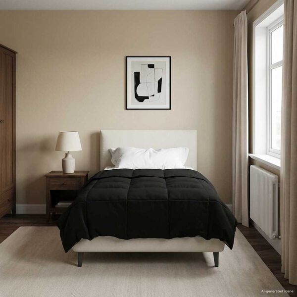 vidaXL Ziemas gultas sega Tiltiņ&scaron; Melna 140 x 220 cm Mikro&scaron;ķiedra