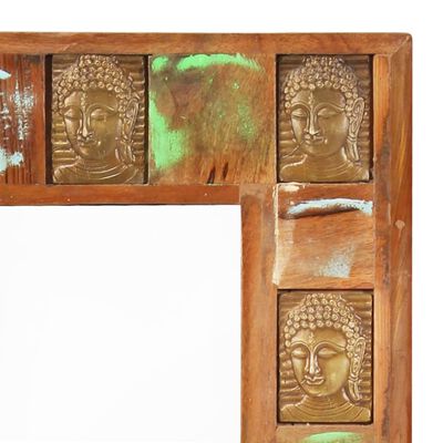 vidaXL spogulis ar Budas dekoriem, 50x110 cm, pārstrādāts masīvkoks