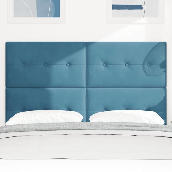 vidaXL Galvgalis ar galvas klāju Tum&scaron;i zils 144 cm Mākslīgā āda