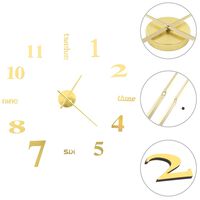 vidaXL 3D sienas pulkstenis, moderns dizains, 100 cm, XXL, zelta krāsa