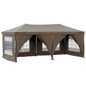 vidaXL saliekama nojume ar sienām, pelēkbrūna, 3x6 m
