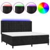 vidaXL atsperu gulta ar matraci, LED, melns samts, 200x200 cm