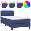 vidaXL atsperu gulta ar matraci, LED, zils audums, 90x190 cm