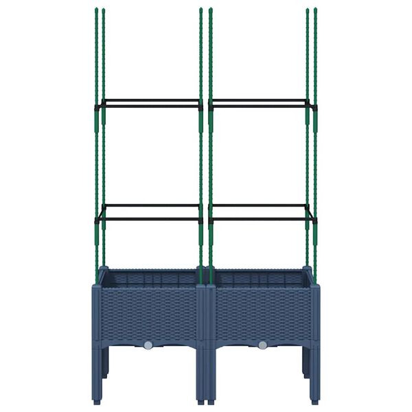 vidaXL dārza puķu kaste ar &scaron;paleru, zili pelēka, 80x40x142,5 cm, PP