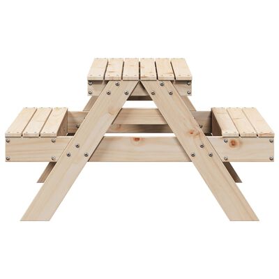 vidaXL piknika galds bērniem, 88x97x52 cm, priedes masīvkoks