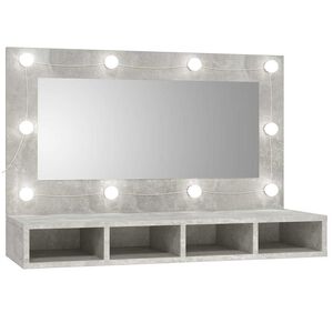vidaXL spoguļskapītis ar LED, betona pelēks, 90x31,5x62 cm