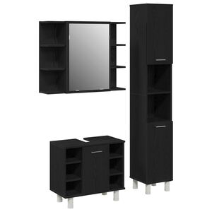 vidaXL Vannas istabas mēbeļu komplekts 3 pcs Melna 30 x 30 x 179,5 cm