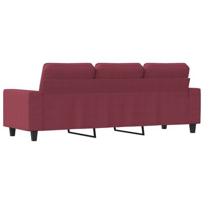 vidaXL trīsvietīgs dīvāns, vīnsarkans audums, 180 cm