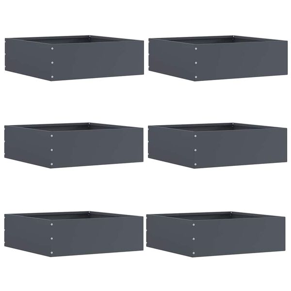 vidaXL Zāliena Apmale 6 pcs Antracīts 40 x 40 x 13 cm Tērauds