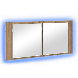 vidaXL LED spoguļa skapītis Artisānā ozols 100 x 12 x 45 cm