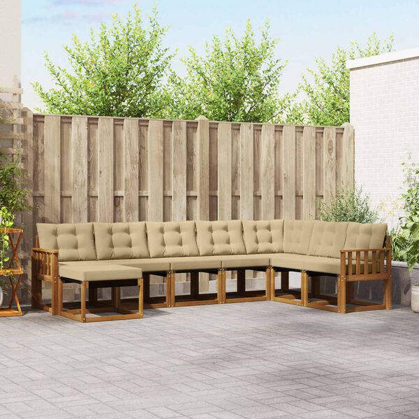 vidaXL Āra dīvānu komplekts ar spilvenu 8 pcs Dabisks un bē&scaron;s