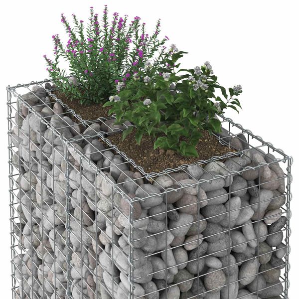 vidaXL Gabions pacelta gulta Sudraba 90 x 50 x 150 cm Cinkots tērauds