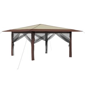 vidaXL Paviljons ar 4 sānu sienām 4 x 4 m Krēmkrāsas un brūna