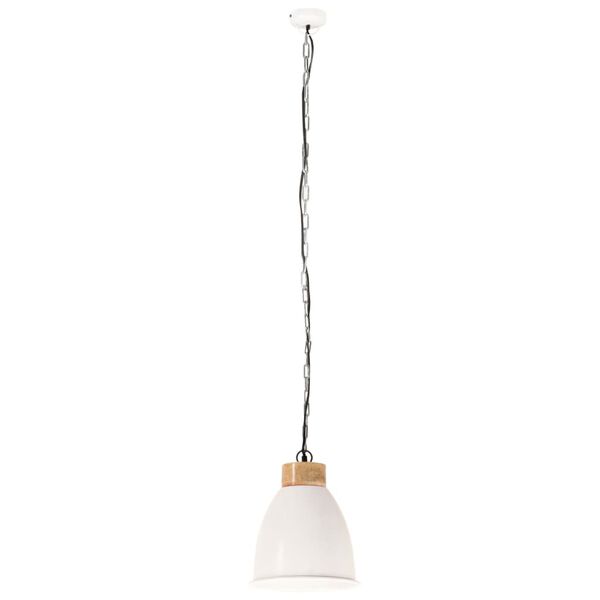 vidaXL griestu lampa, industriāla, balta, dzelzs, koks, 23 cm, E27