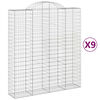 vidaXL arkveida gabiona grozi, 9 gb., 200x50x220/240cm, cinkota dzelzs