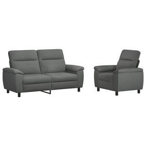 vidaXL Dīvānu komplekts 2 pcs Tum&scaron;i pelēka Audums