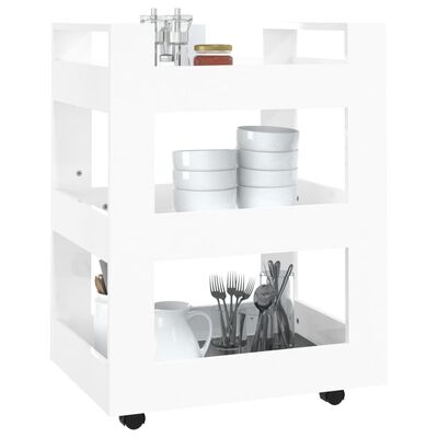 vidaXL virtuves ratiņi, spīdīgi balti, 60x45x80 cm, inženierijas koks