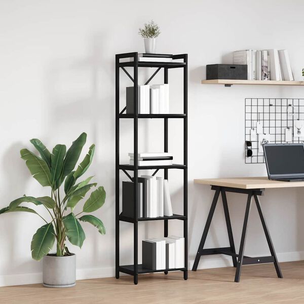 vidaXL Grāmatu plaukts Melns ozolkoks 40 x 30 x 155 cm