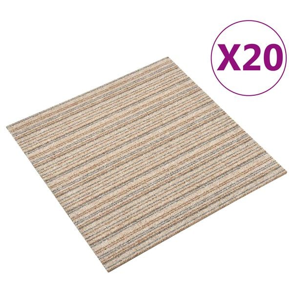 vidaXL Paklājs 20 pcs Raiņota bē&scaron;a 50 x 50 cm 100% polipropilēns