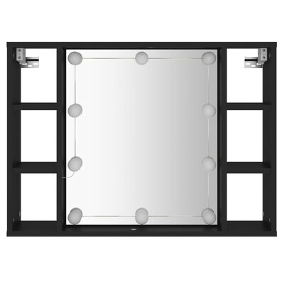vidaXL spoguļskapītis ar LED, melns, 76x15x55 cm