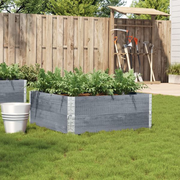 vidaXL dārza puķu kaste, pelēka, 100x100 cm, priedes masīvkoks