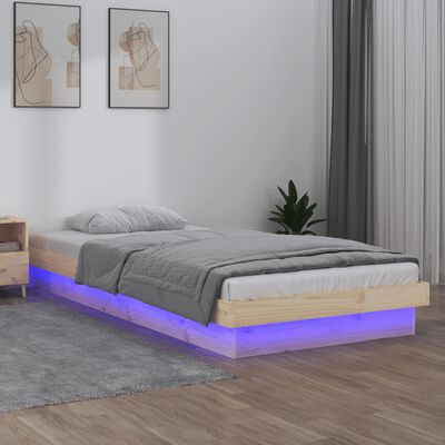 vidaXL gultas rāmis, LED, 100x200 cm, masīvkoks