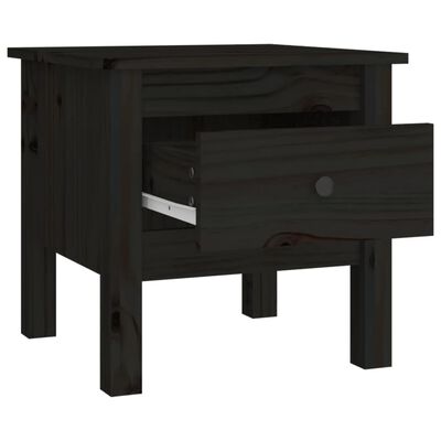 vidaXL galdiņš, melns, 40x40x39 cm, priedes masīvkoks