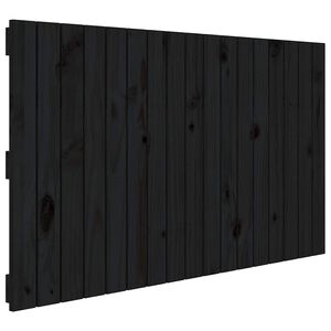 vidaXL sienas galvgalis, melns, 108x3x60 cm, priedes masīvkoks