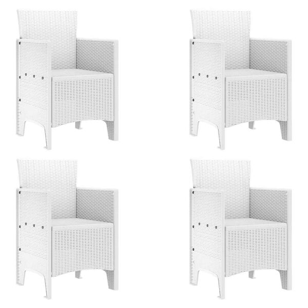 vidaXL Dārza krēsls 4 pcs Balts 53 x 49 x 85 cm Polipropilēns