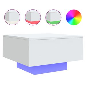 vidaXL kafijas galdiņ&scaron; ar LED, balts, 55x55x31 cm