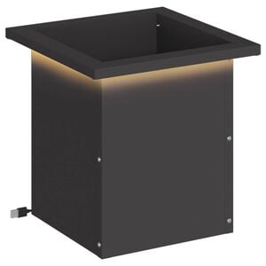 vidaXL Dārza puķu kaste ar LED Melns 30 x 30 x 30 cm Tērauds