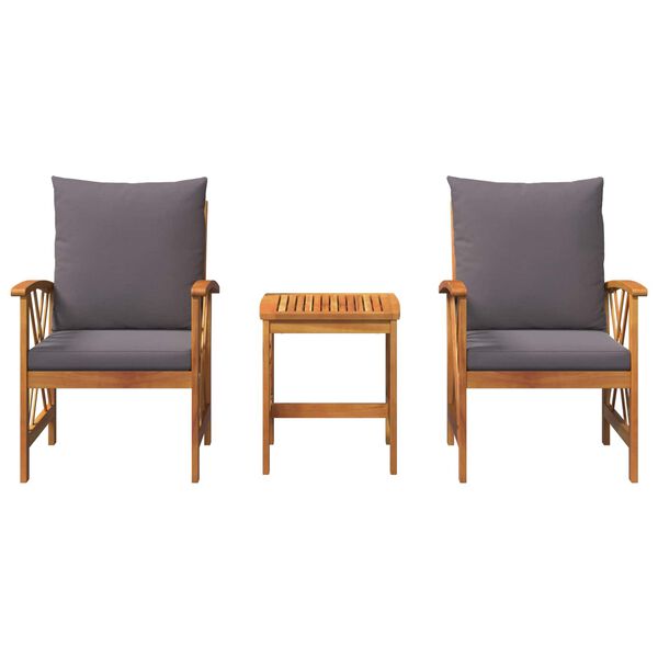 vidaXL Dārza dīvānu komplekts 3 pcs Eļļa dabīgā Cietā akācijas koks